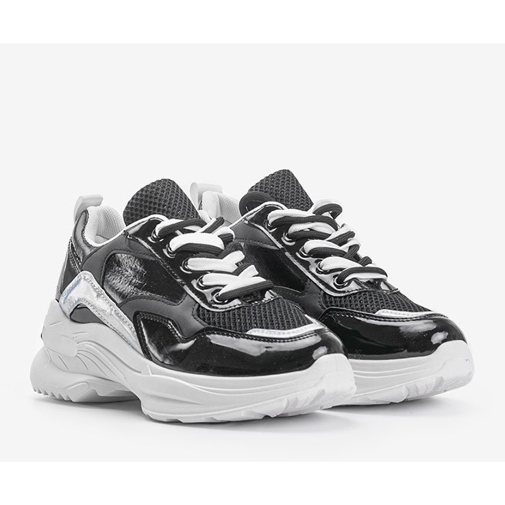 Adidași negri cu inserții holografice Karlie negru 1