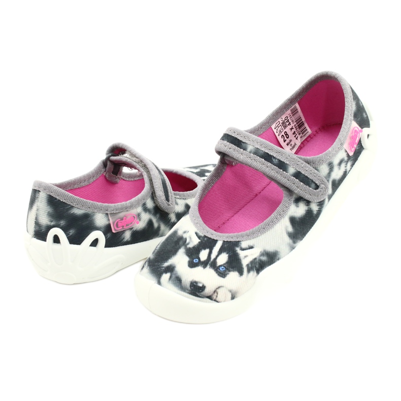 Papuci pentru copii Befado 114x440 colorat cu aplicarea câinilor alb 4