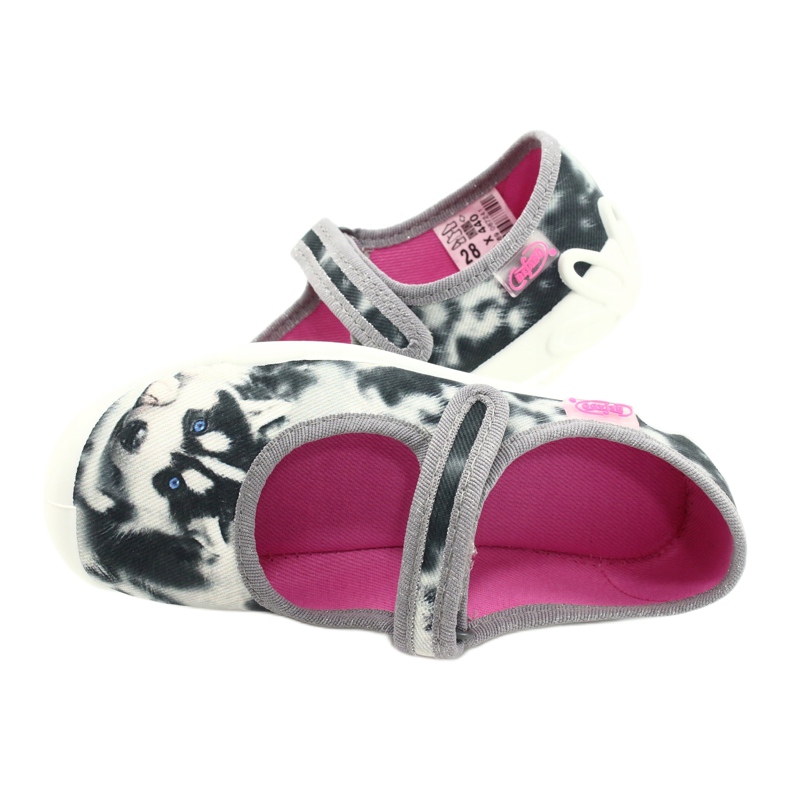 Papuci pentru copii Befado 114x440 colorat cu aplicarea câinilor alb 5