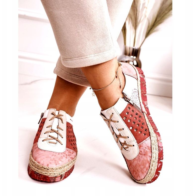 Încălțăminte din piele pentru femei Maciejka Coral 03339-43 bej alb roșu roz 3