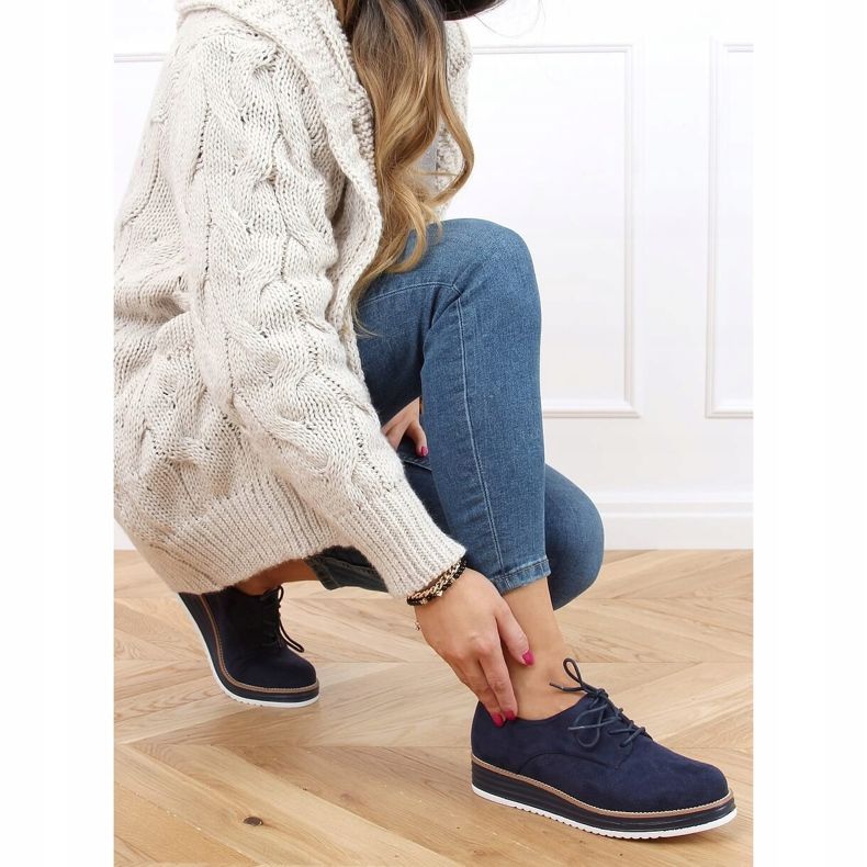 Mocasini dantelate dama bleumarin 8988-45 Albastru albastru marin 2