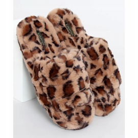 Papuci de dama leopard maro X8130 cu bandă elastică 1