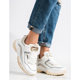 Ideal Shoes Adidași cu inserție de sclipici alb multicolor 1