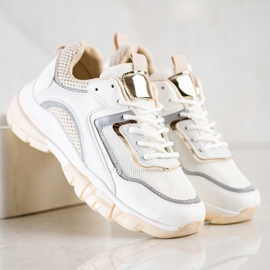 Ideal Shoes Adidași cu inserție de sclipici alb multicolor 2