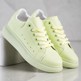 SHELOVET Adidași verzi pe platformă verde 1