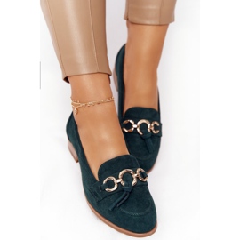 Mocasini dama elegante Vinceza 10585 Suede Green verde de aur 2