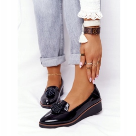 Pantofi eleganți pe pană Vinceza 10580 Lacuit negru 1