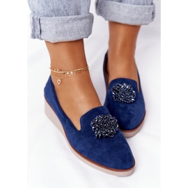 Pantofi cu toc elegant Vinceza 10580 Suede Blue Navy albastru marin 2