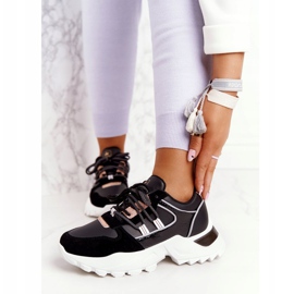 EVE Adidași de damă pe o talpă puternică neagră negru de aur 1