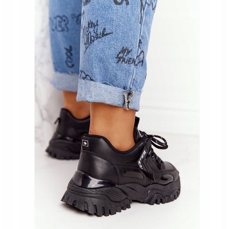 EVE Adidași pentru femei pe o talpă masivă de râs negru 2