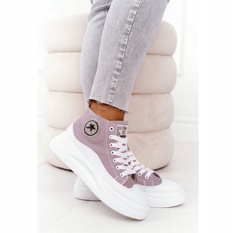 Adidași înalți pentru femei pe platforma gri Fată drăguță alb 1