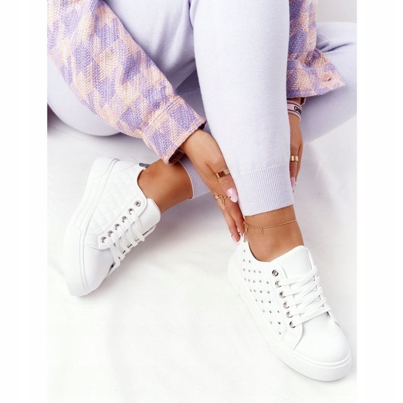 PS1 Adidași pentru femei cu matlasare albă-argintie 1