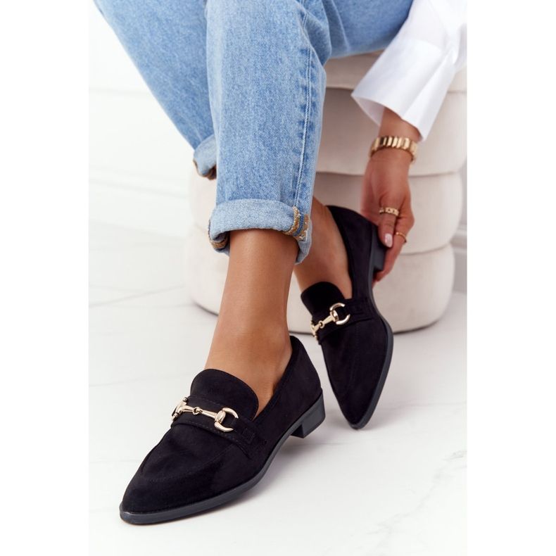 S.Barski Mocasini dama elegante S. Barski Suede Black negru 1