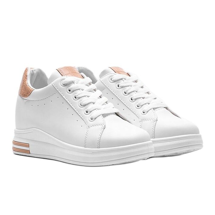 Adidași albi pe o pană Halle ascunsă bej 1