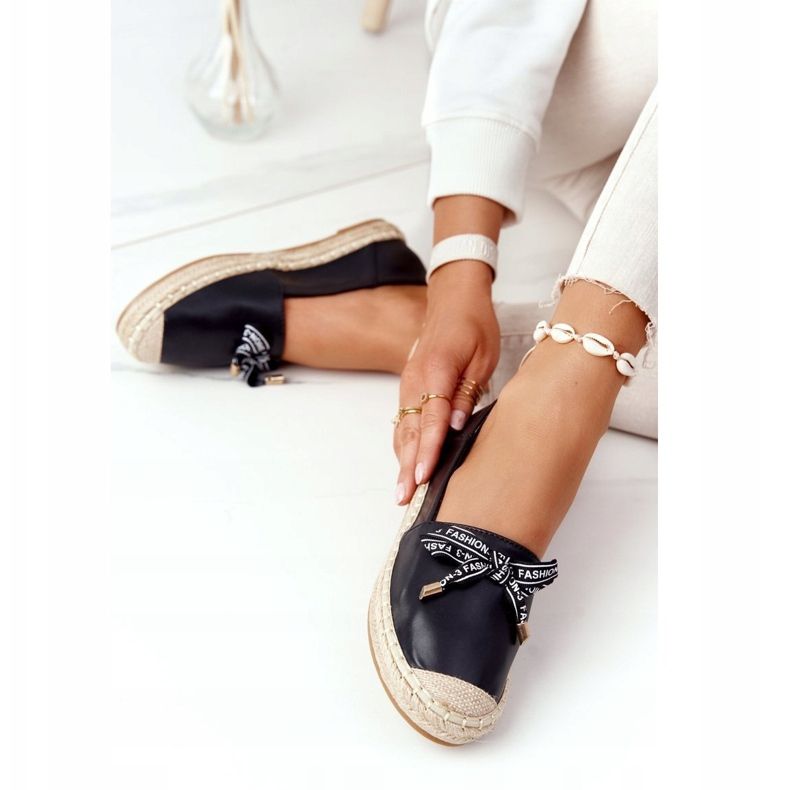 S.Barski Espadrile negre S. Barski pe talpă de paie negru 1