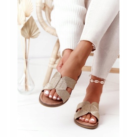 S.Barski Papuci de damă eleganți S. Barski Gold bej de aur 2