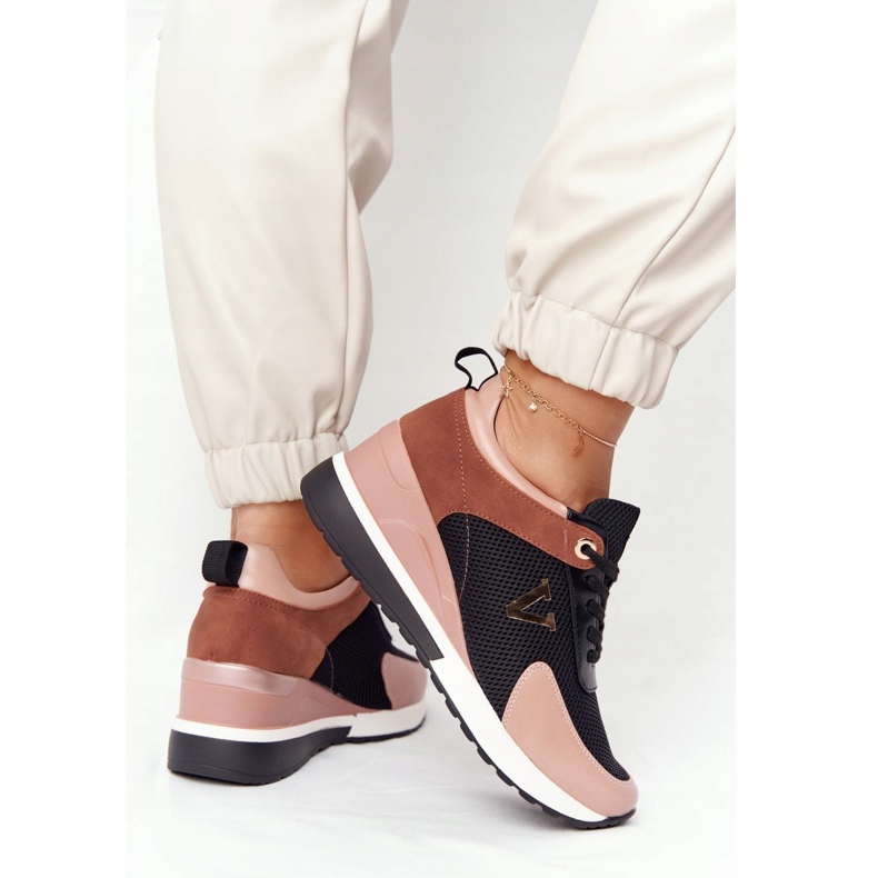 Adidași cu toc Vinceza 10590 Negru-Roz 1