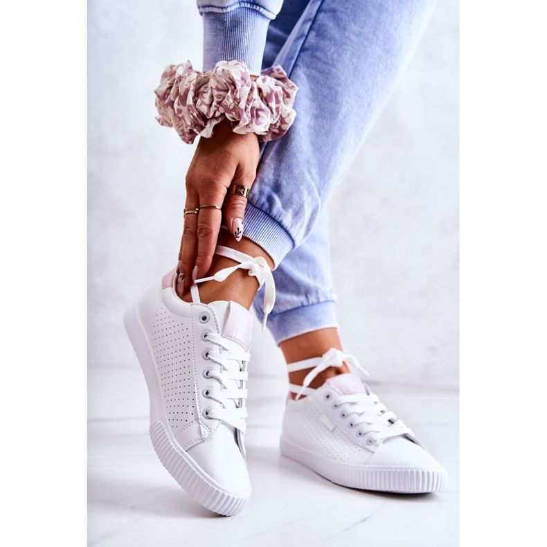 Adidași pentru femei Big Star HH274073 Alb și roz 2