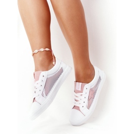 Adidași pentru femei cu plasă Big Star DD274688 Alb-roz 2