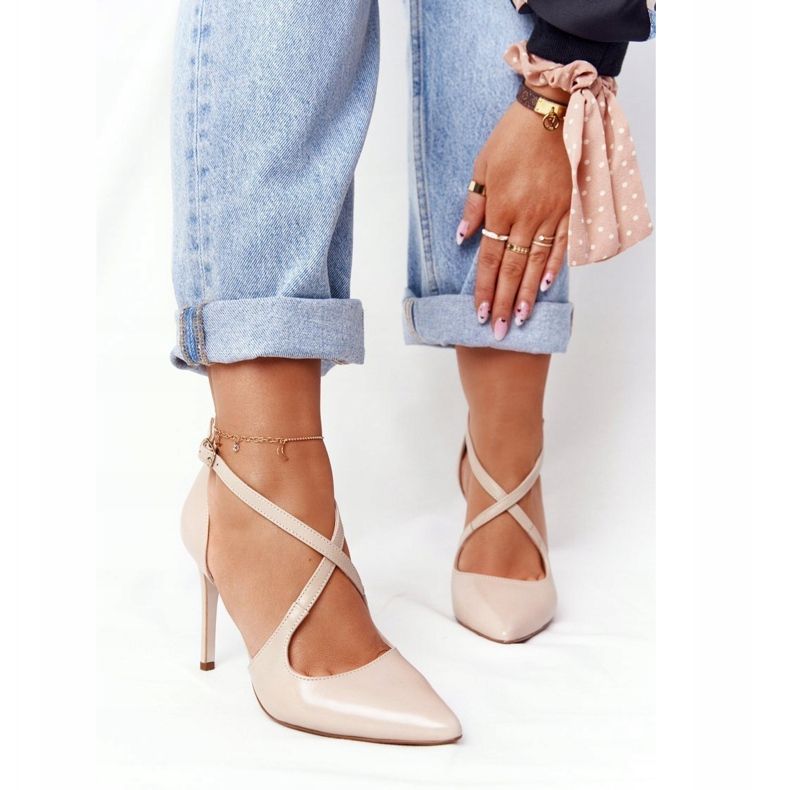 PV3 Tocuri înalte din piele elegantă Visconi 7400 Bej 1