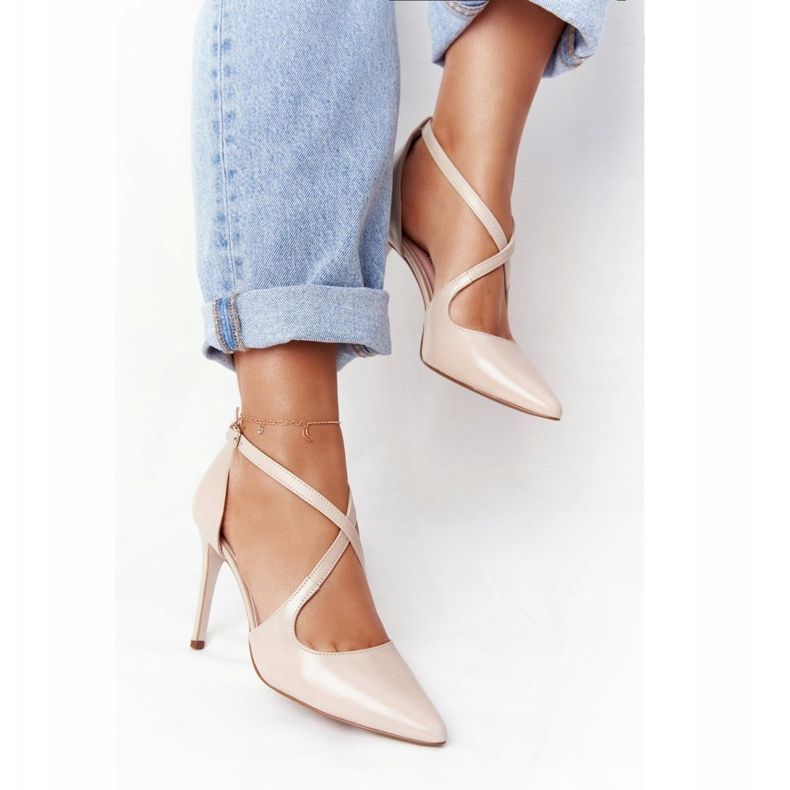 PV3 Tocuri înalte din piele elegantă Visconi 7400 Bej 2