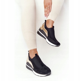 Vinceza 10593 Adidași cu pană negru-auriu verde 1