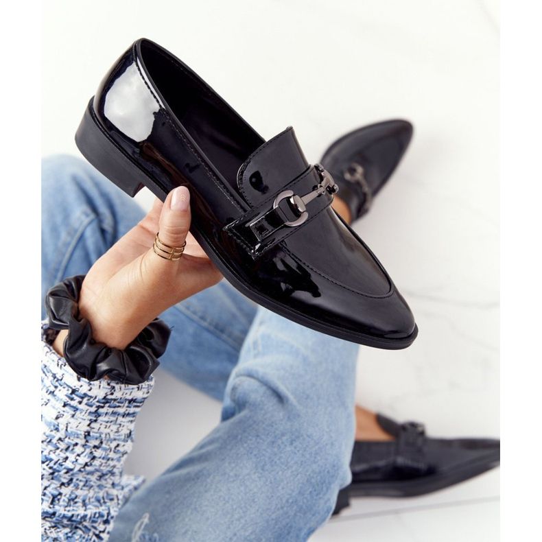 S.Barski Mocasini dama elegante S. Barski lacuit negru 2