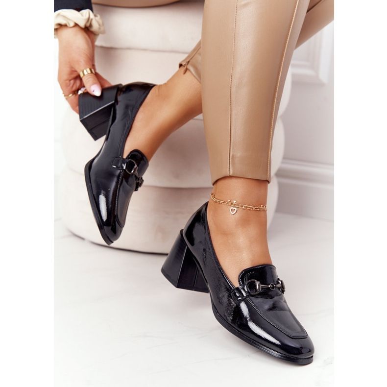 Pompe elegante pe tocuri înalte S.Barski Premium Black negru 1