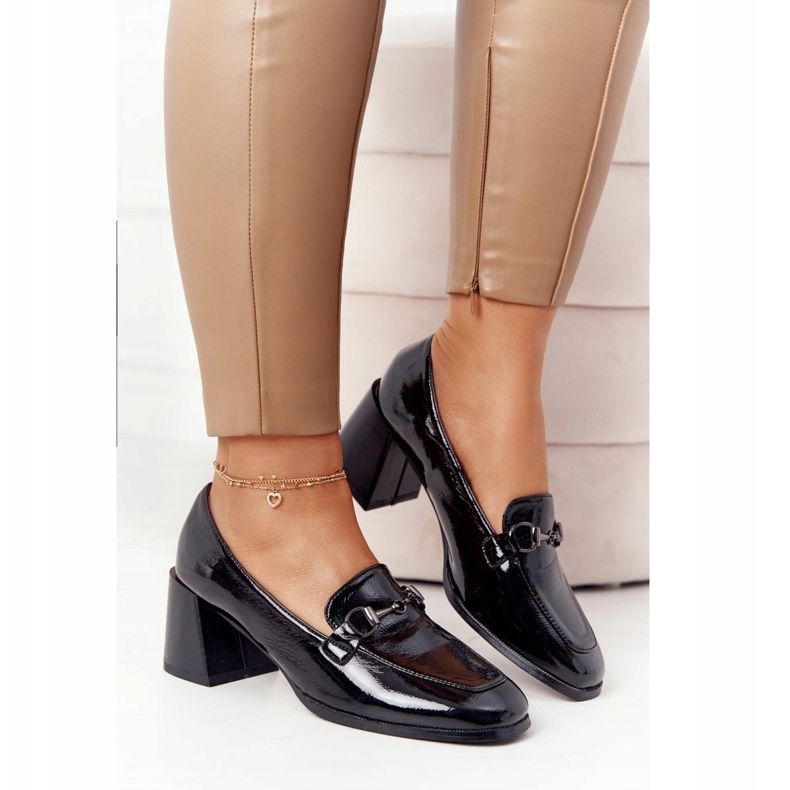 Pompe elegante pe tocuri înalte S.Barski Premium Black negru 2