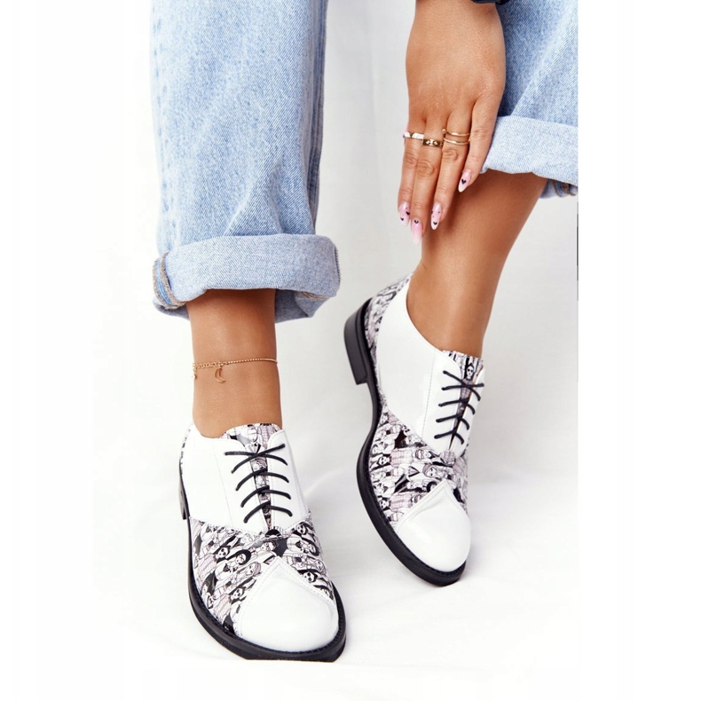 PV3 Pantofi de piele Visconi pentru femei 7439294 Alb-Negru 2