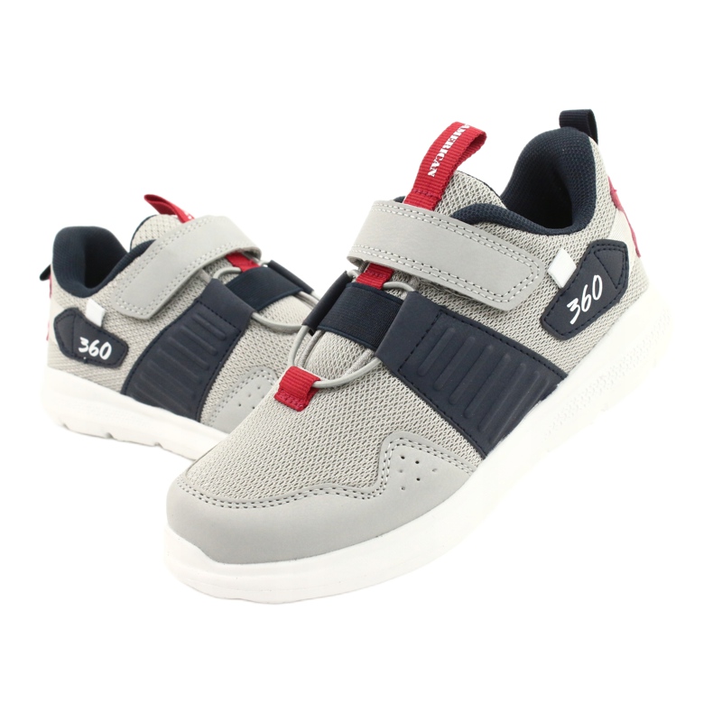 Pantofi sport cu branț din piele American Club AA06 gri 3
