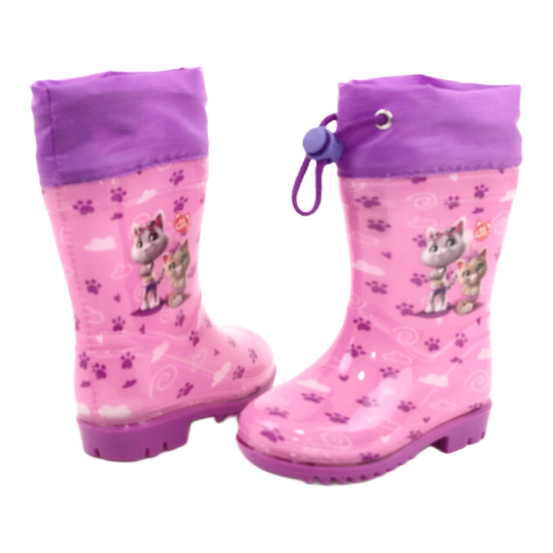 American Club American Pink Kitties Galoshes KAL05 violet roz 2