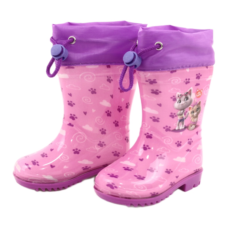American Club American Pink Kitties Galoshes KAL05 violet roz 1