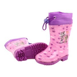 American Club American Pink Kitties Galoshes KAL05 violet roz 3