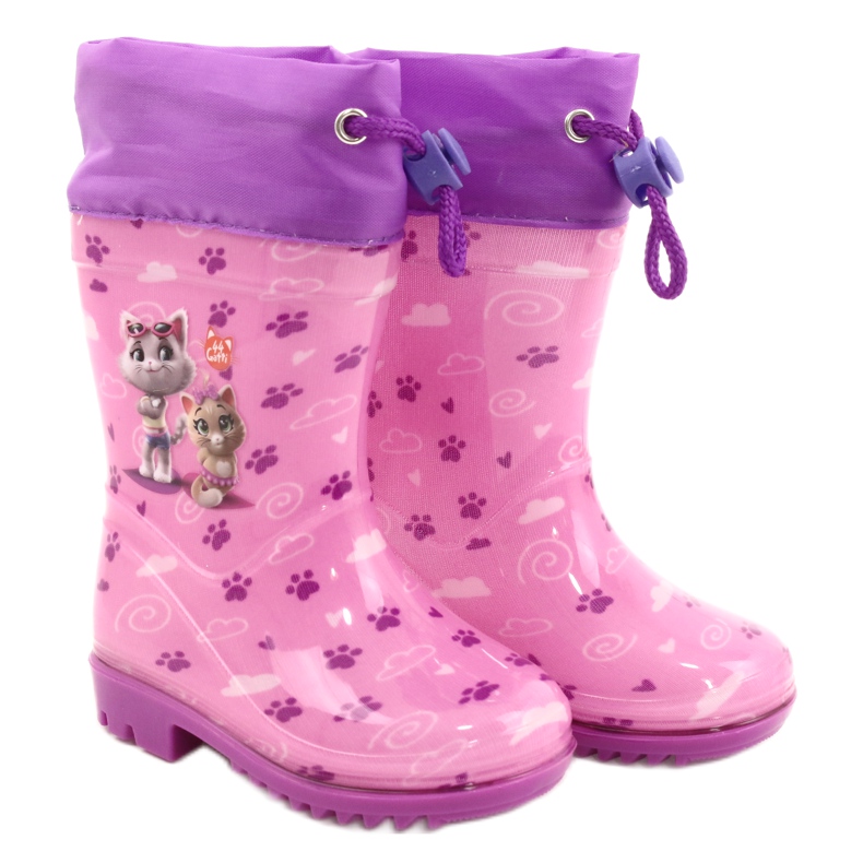 American Club American Pink Kitties Galoshes KAL05 violet roz 4