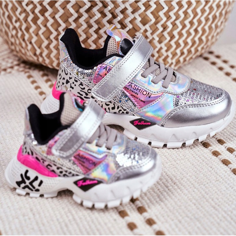 FRROCK Pantofi sport pentru copii cu velcro argintiu Fii fericit gri 6