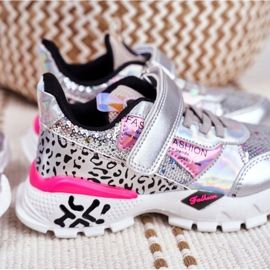 FRROCK Pantofi sport pentru copii cu velcro argintiu Fii fericit gri 7