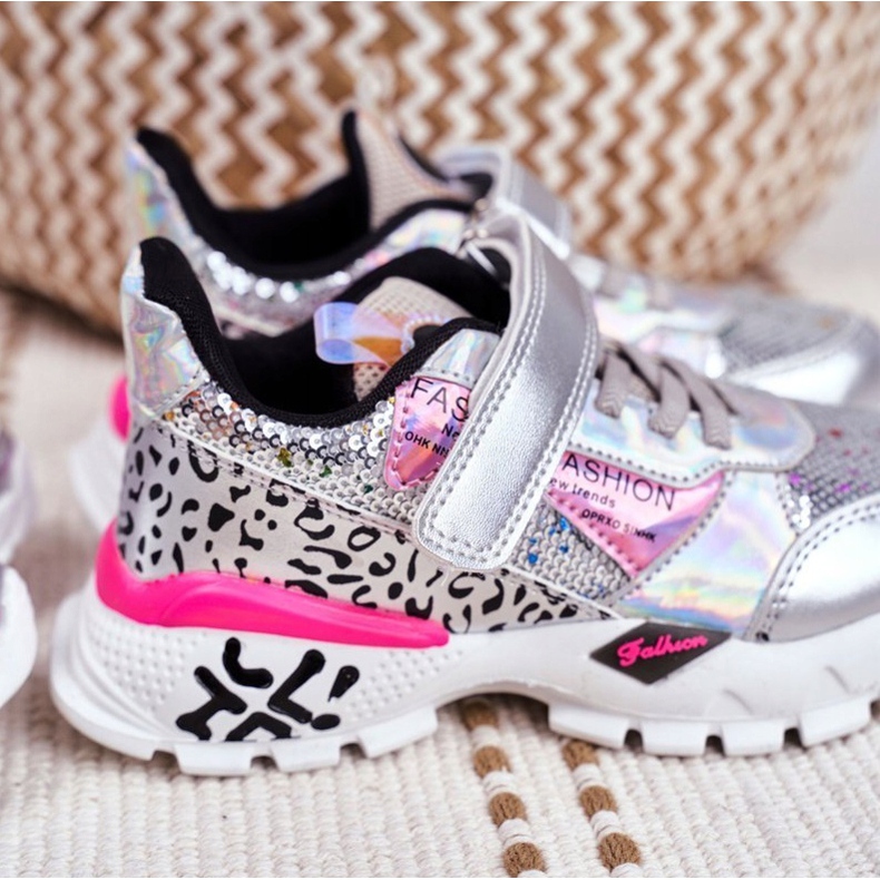 FRROCK Pantofi sport pentru copii cu velcro argintiu Fii fericit gri 7