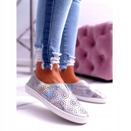 Jezzi Adidași de piele gri pentru femei Insert de confort 1