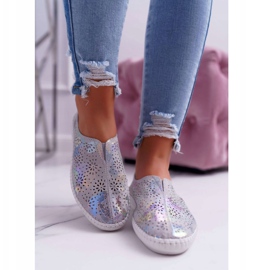 Jezzi Adidași de piele gri pentru femei Insert de confort 2