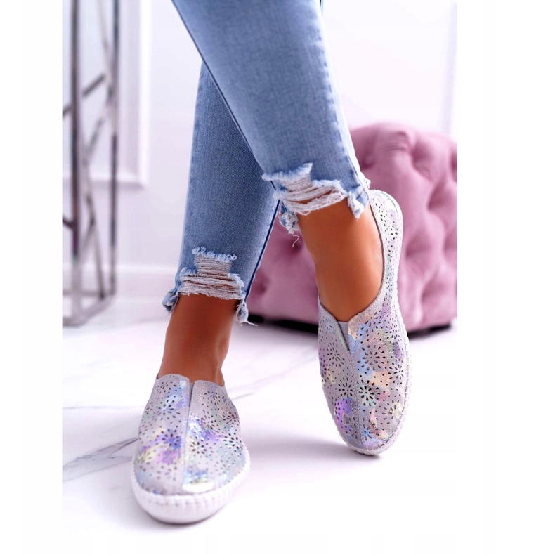 Jezzi Adidași de piele gri pentru femei Insert de confort 4