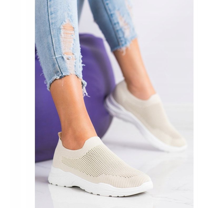 Ideal Shoes Încălțăminte slip-on cu plasă bej 1