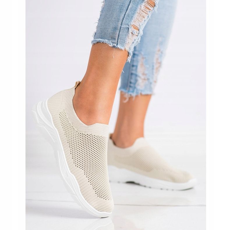 Ideal Shoes Încălțăminte slip-on cu plasă bej 2