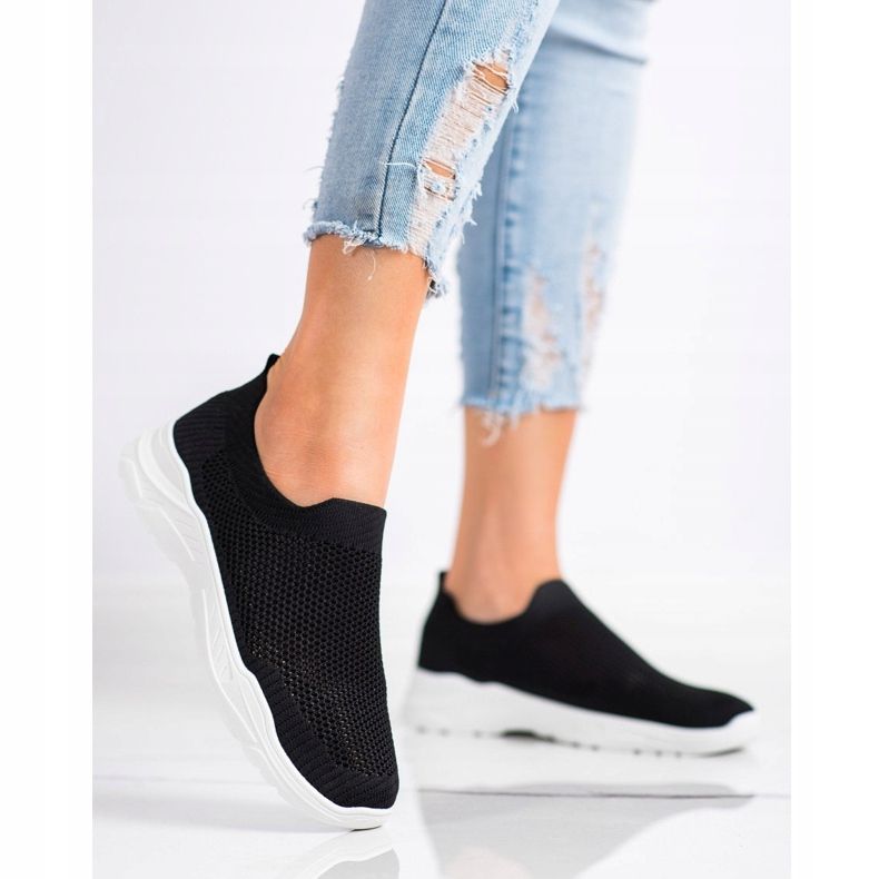 Ideal Shoes Încălțăminte slip-on cu plasă negru 1