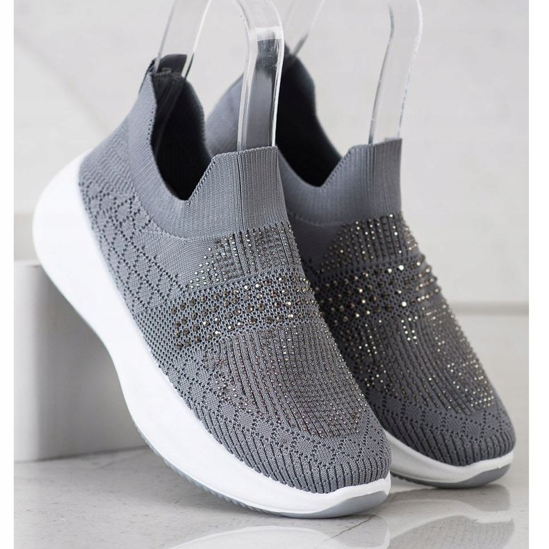 Renda Adidași gri cu cristale 2