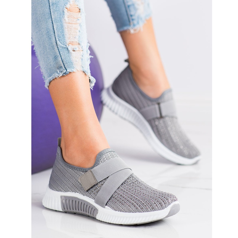 SHELOVET Pantofi sport cu cristale gri 1