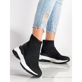 SHELOVET Adidași din material textil înalt negru 1