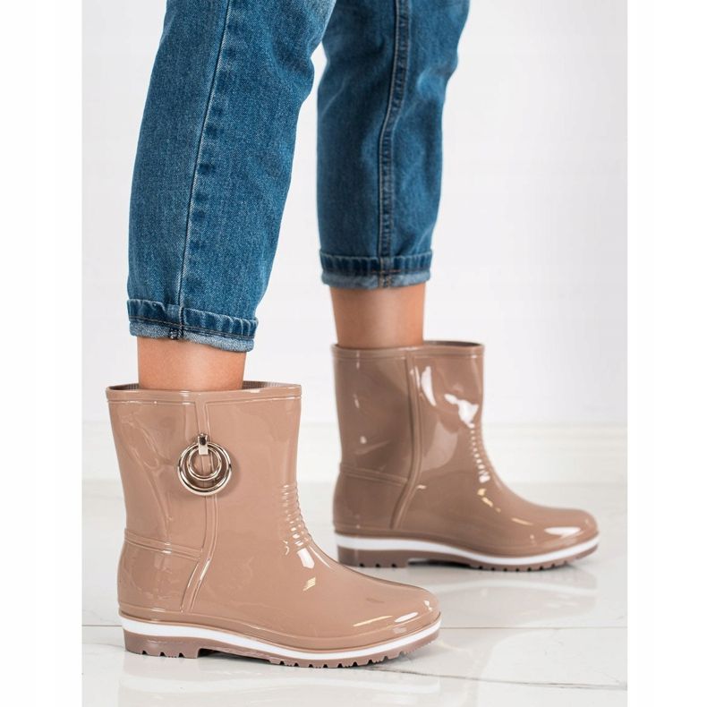 Bona Galoșii cu ornament de aur bej 1