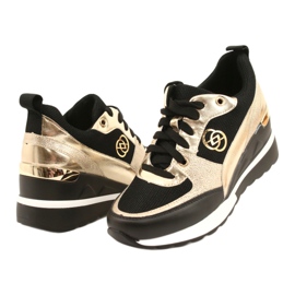 Evento Pantofi de damă cu pană 21PB35-4001 Black Gold Roxet negru de aur 3