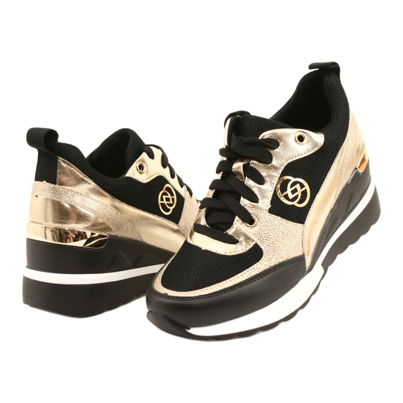 Evento Pantofi de damă cu pană 21PB35-4001 Black Gold Roxet negru de aur 3